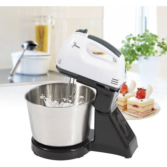Robot pâtissier pétrisseur pâte acier inoxydable ma à pâte batteur à main gâteau fouet mixeur plongeant bol 100 W 7 vitesses mini