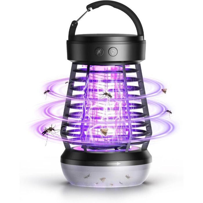 Lampe anti-mouches - PZCC - 3 en 1 - 2000V - Batterie 2000 mAh - Autonomie 7h