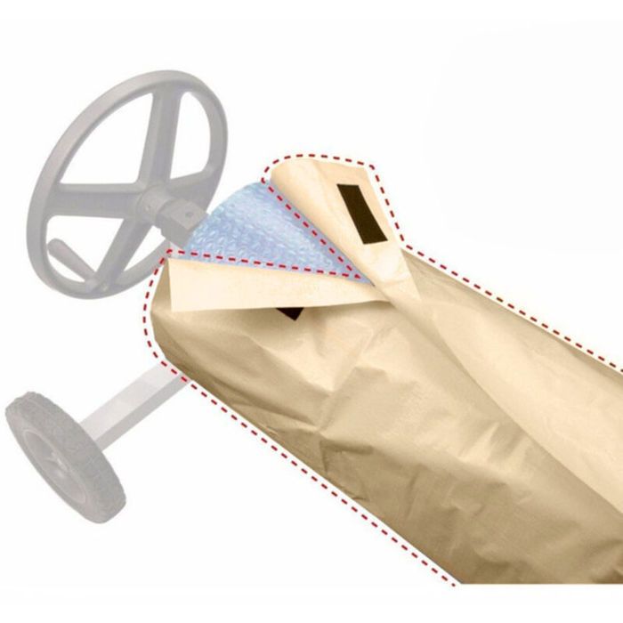 Couverture Enrouleur Bâche Piscine en Tissu 190T Imperméable 490X96CMBâche Piscine Enrouleur Anti-Vent/Pluie/Poussière/UVHousse