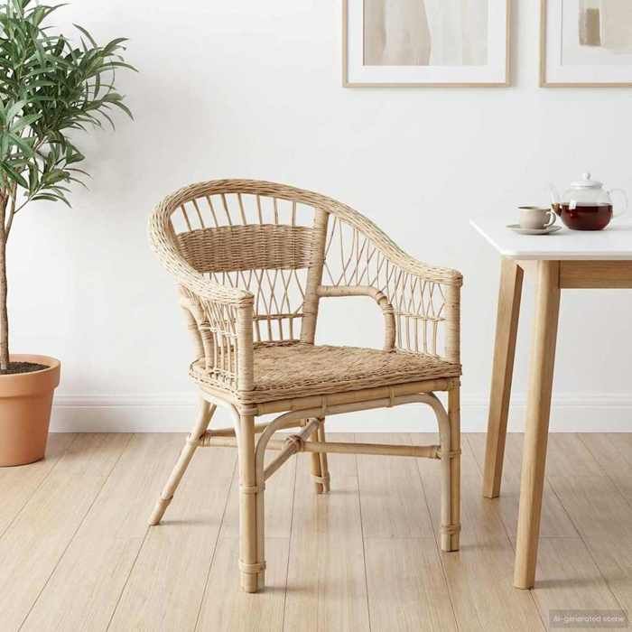 Chaise empilable Pour manger ou cuisine(1 PC) - rétro&chic - Naturel 60x60x81cm Rotin C322943