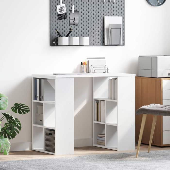 1 pièce Table de travail bureau à domicile avec étagère Blanc 90 x 50 x 75 cm - bois dingénierie - Rectangulaire bmf998045