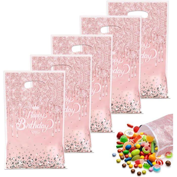 Pochettes à bonbons et biscuits rose bonbon - Lot de 30 pièces - Pour enfants garçons et filles