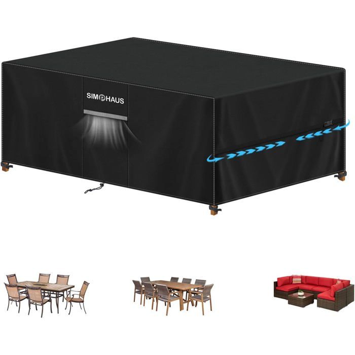 Housse Salon de Jardin Exterieur Housse de Protection Table de Jardin Bache Salon de Jardin Exterieur Impermeable 220x120x75cm