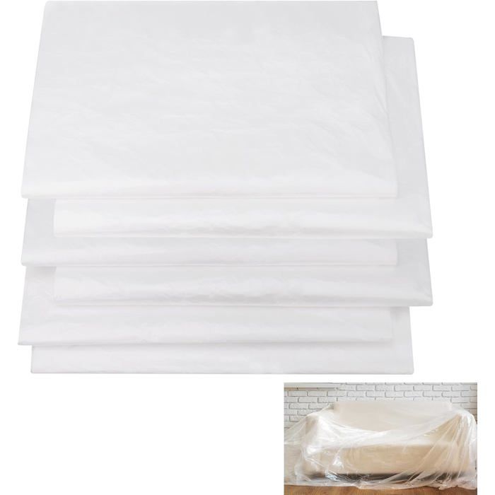 Bâche de protection plastique - CACTOSE - 6 pièces - 4x5 m - Polyéthylène résistant - Imperméable - Réutilisable
