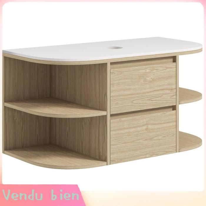 LIA Meuble sous lavabo suspendu tiroirs fermeture douce marron
