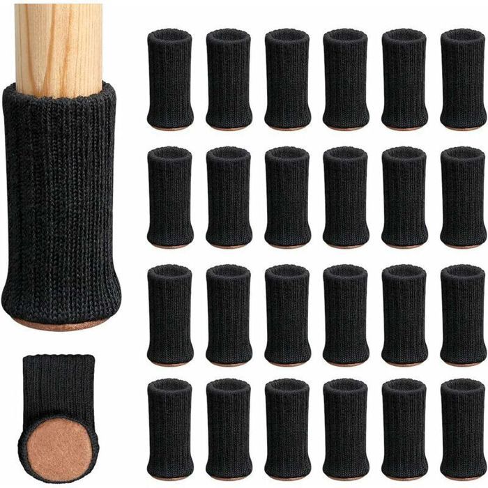 Lot de 24 chaussettes pour pieds de chaise-Antidérapantes en polyester-Convient aux pieds ronds et carrés de 1 à 2 pouces-24pcs