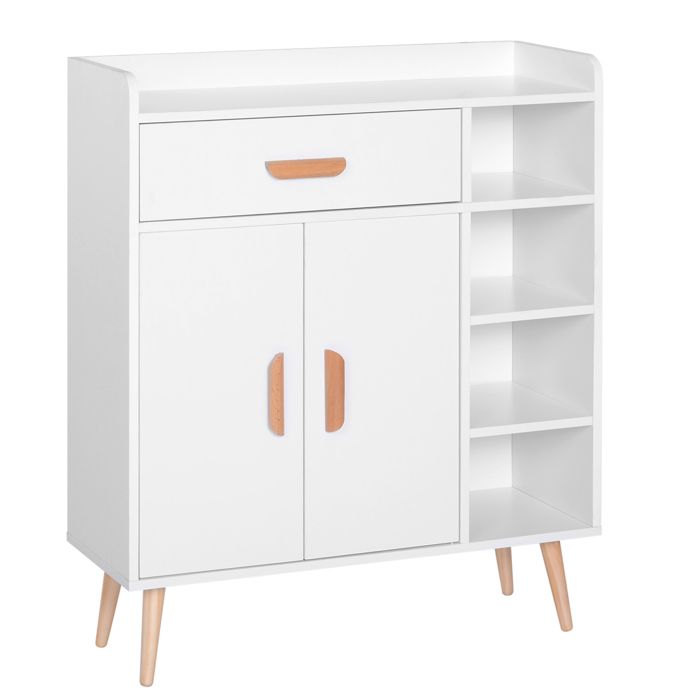 CollaHausse Crédence Moderne Armoire et Tiroir Meuble Multi-usages Bois pour Cuisine et Salon 80x295x96 cm Blanc