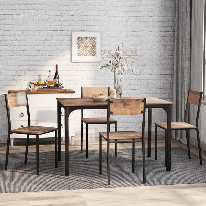 Set table repas - MINIMAL - 108x65x75 - 4 places - Rangement intégré - Marron Set table repas - MINIMAL - 108x65x75 - 4 places - Rangement intégré - Marron