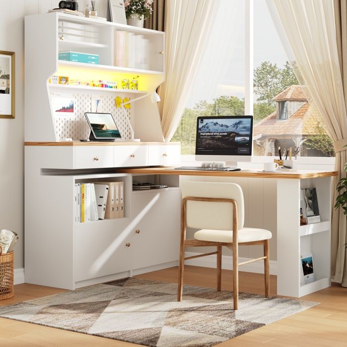 Armoires de cuisine buffet haut meuble de rangement polyvalent meuble bar 2 portes et 3 tiroirs avec table escamotable blanc