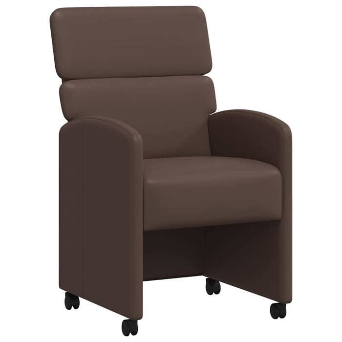 Chaises à Manger avec Roues - (Lot de 2) - Fauteuils cuisine - Marron Simili cuir 58x65x98 cm V1962