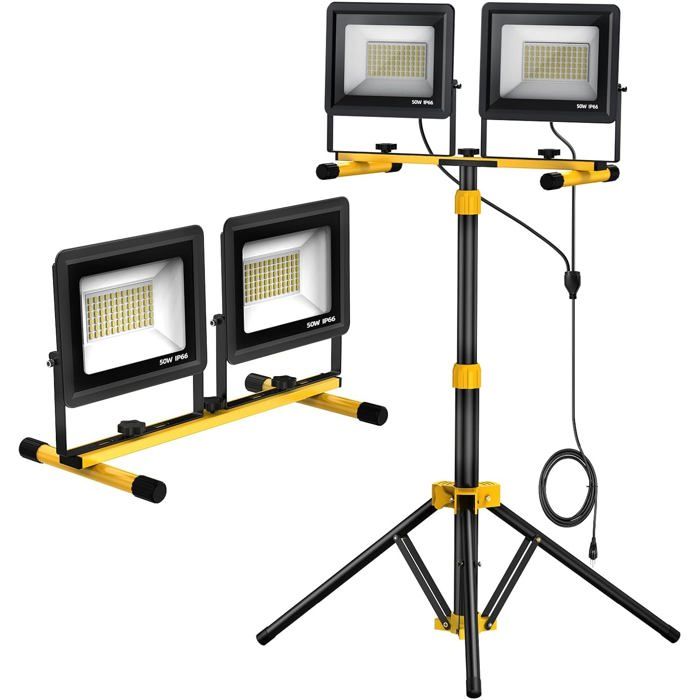 Projecteur De Chantier Lampe Led Double Tête Sur Trépied Ip66[CA137]