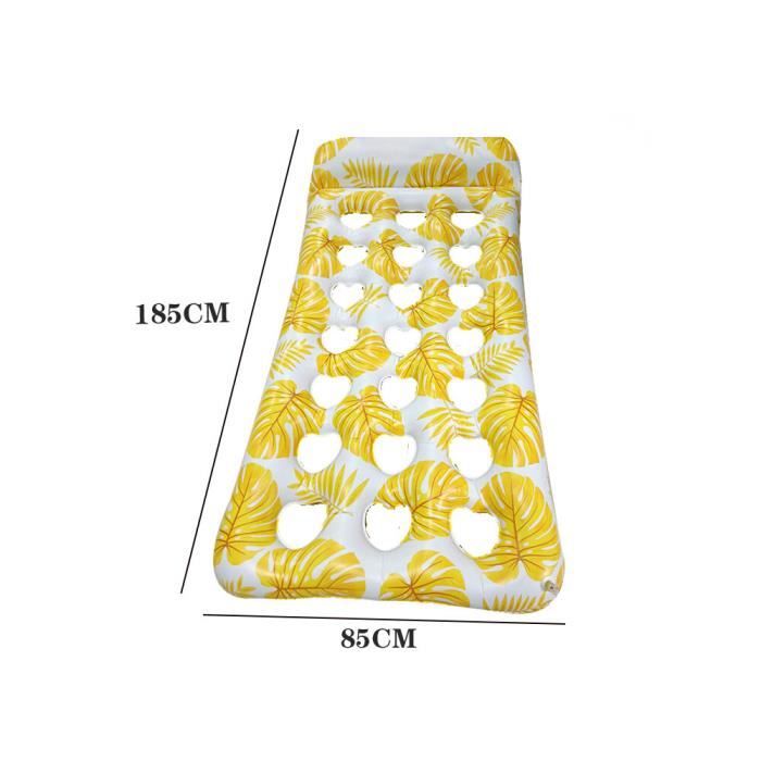 Matelas Gonflable Piscine 185x85 Cm – Chaise Flottante Avec Trous De Refroidissement Et Oreiller – Charge 136 Kg