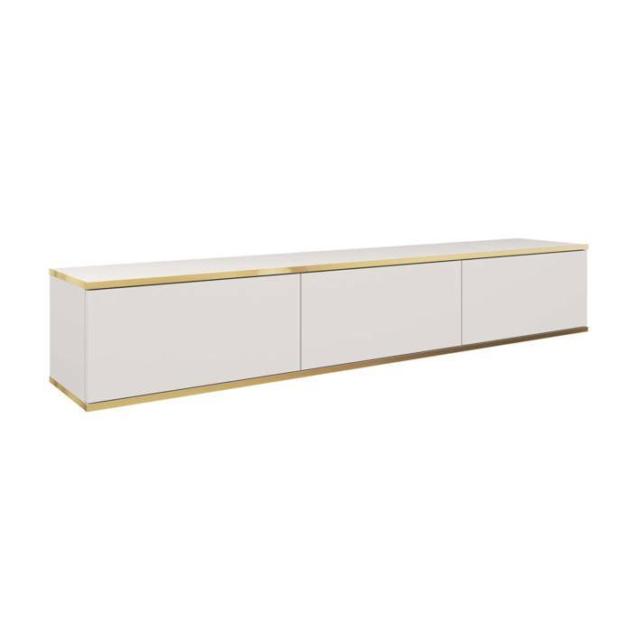 Meuble TV Blanc 175 x 32 x 30 cm Push to Open