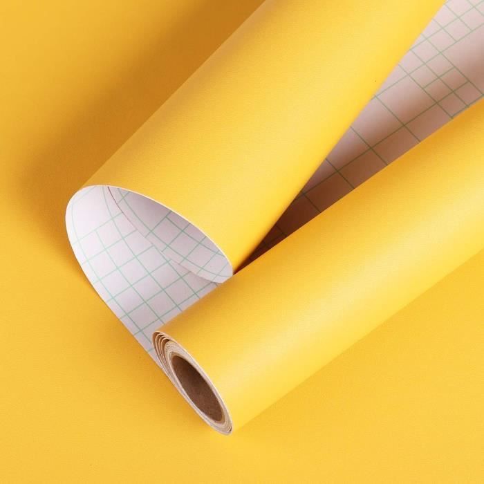 Papier Adhésif Jaune Mat 40cm X 5m - Autocollant Pour Meubles & Murs | Imperméable & Facile à Poser | Déco Enfant