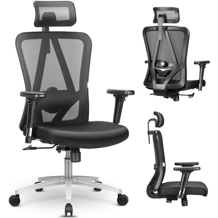 HGTRH Fauteuil De Bureau Ergonomique Mal De Dos, Chaise De Bureau  Confortable pour Le Dos, Siège Bureau Ergonomique Lombaire Pivotant à  Appui-tête