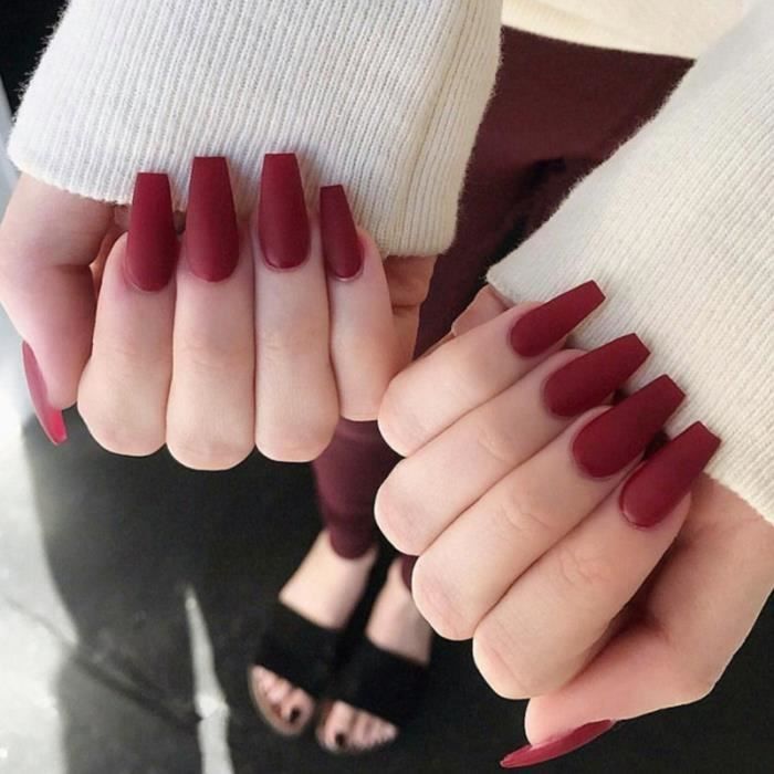 Faux Ongles D Art De Ballet Matte Long Detachable Rouge Cdiscount Au Quotidien