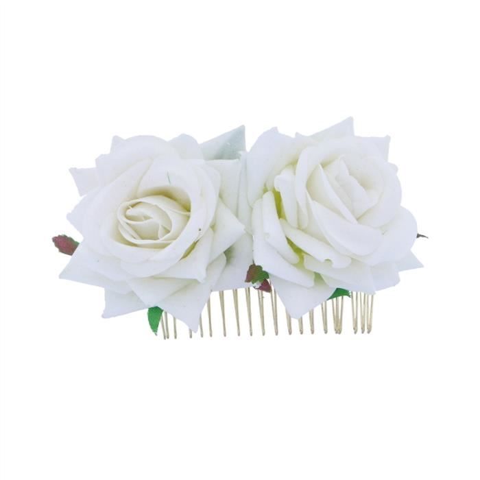 Rose Fleur Peigne Cheveux Accessoire Coiffure Pour Femmes Filles Mariage Nuptiale Beige