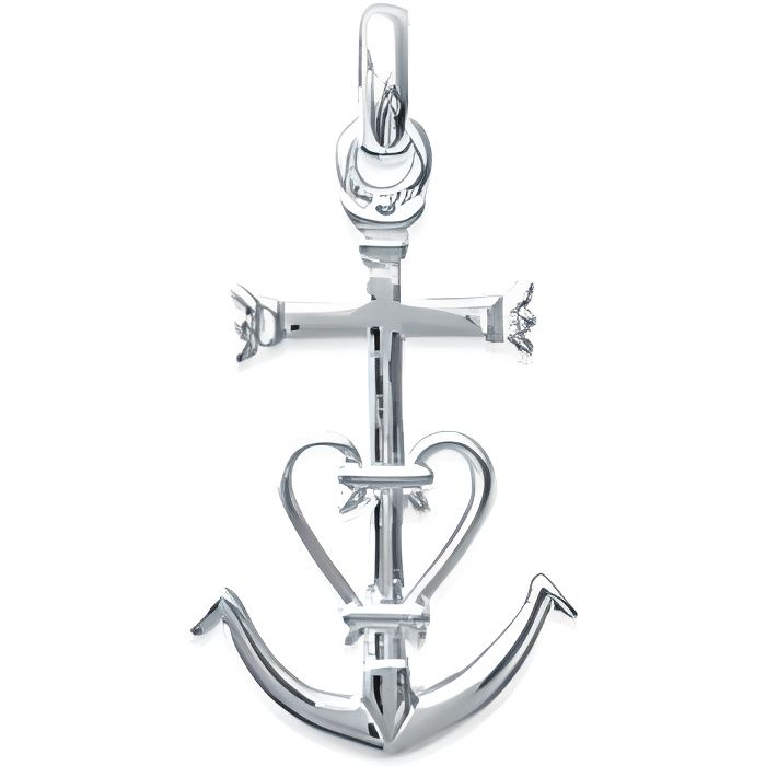 Pendentif Croix De Camargue En Argent 925/1000 - 12x22 Mm Avec Ancre, Marque Tata Gisèle, Neuf Avec étiquettes