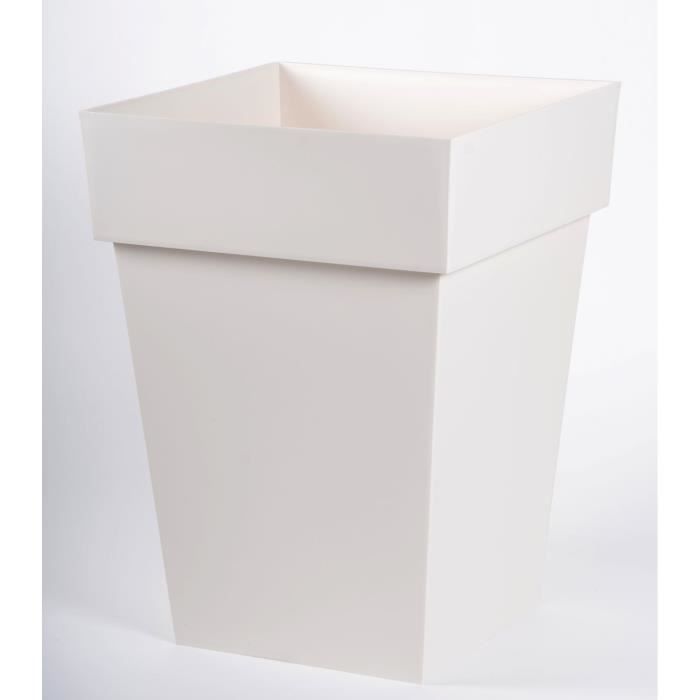 Pot De Fleur Carré Toscane - 39 X 39 X 39 Cm - Volume 38 L - Vert Laurier - Anti-gel Et Anti-UV - Fabriqué En France