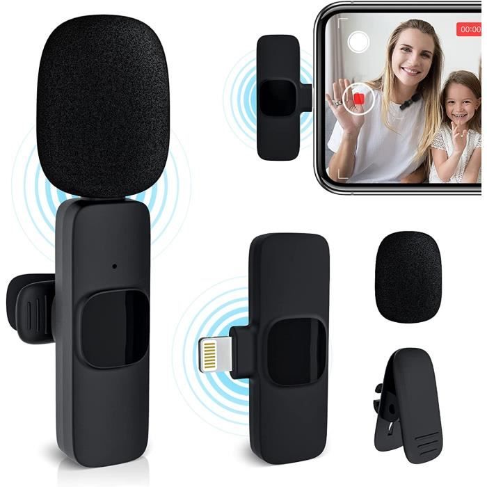 Microphone Cravate sans Fil pour iPhone, iPad, Mini Micro pour ,  Facebook Live Stream Vloggers Interview, A683