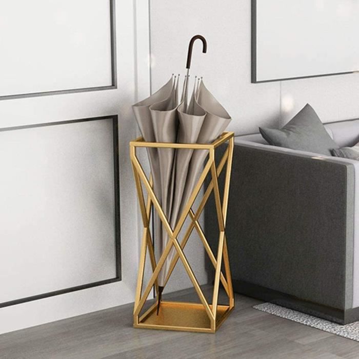 W Parapluie carré en métal doré 15,5 x 15,5 x 49 cm113 - Maison