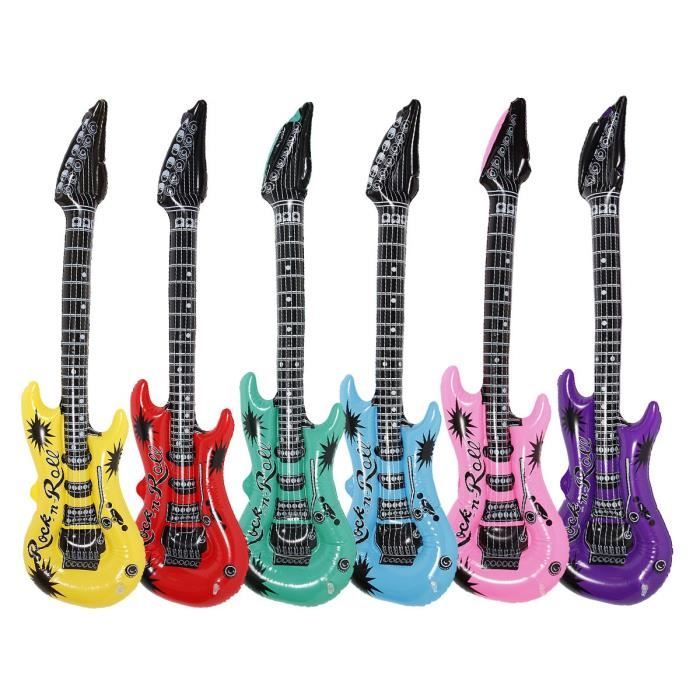 Shepper Com Vetements Accessoires Accessoires Ambiance Lot De 6 Guitares Gonflables Rock N Roll Environ 55 Cm Mettre L Ambiance Lg4706
