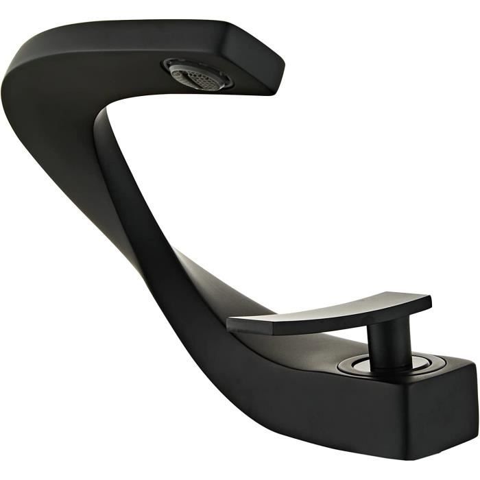 AuraLum Max 2PCS Mitigeur Robinet Lavabo Cascade Noir Moderne Mitigeur Robinet Salle Bain Pour