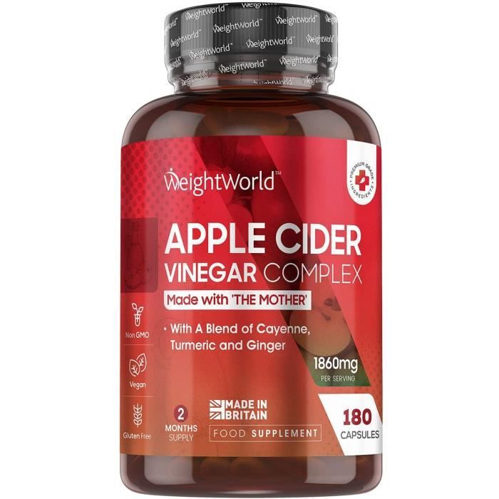 Meilleurs prix pour WeightWorld Complexe de Vinaigre de Cidre de Pomme 1860mg 180 Gélules