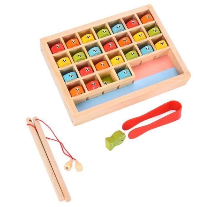 Lot De 10 Cannes à Pêche Magnétiques En Bois Pour Jeu De Pêche – éveil Et Motricité Enfants