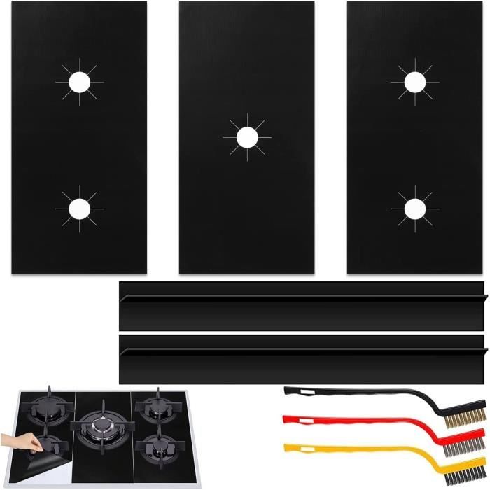 6 Protections De Plaques De Cuisson Gaz En Téflon Argenté - Anti-adhésif, Lavable, Résistant à La Chaleur (-30°C à 230°C)