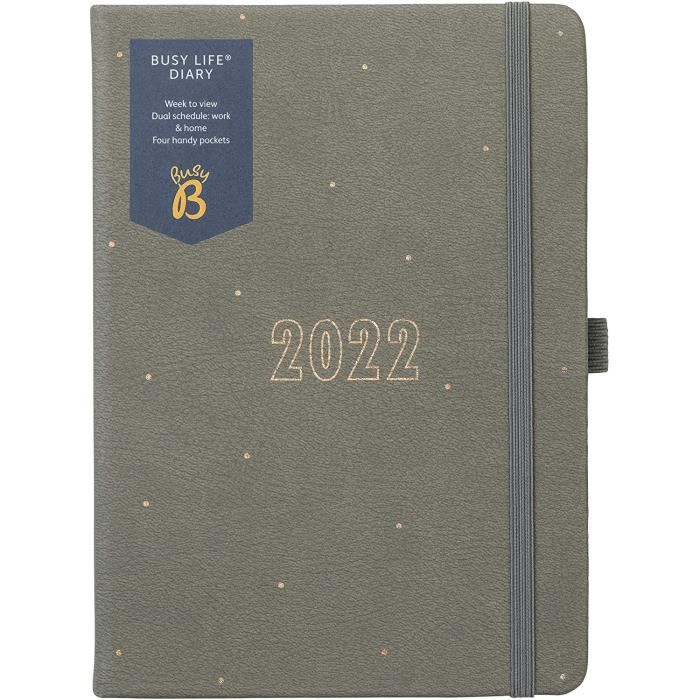 Agenda Familial 2025 Busy B - Semainier A5 Avec 5 Plannings, Couverture Marine, Notes Détachables