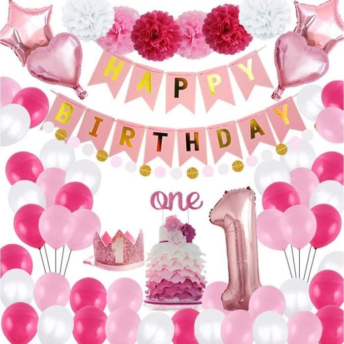 Freesom Kit Decoration Anniversaire Fille 1 An Princesse Couronne Chapeau Rose Gold Coeur Ballon Chiffre Helium Banniere 370 Cdiscount Maison