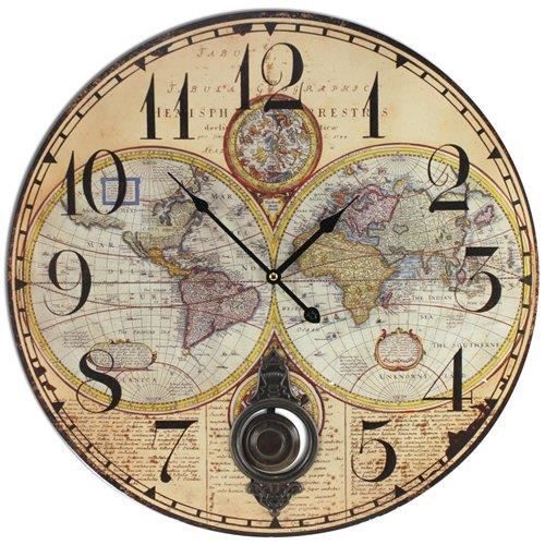 R/étro Grande Pendule Mappemonde avec balancier