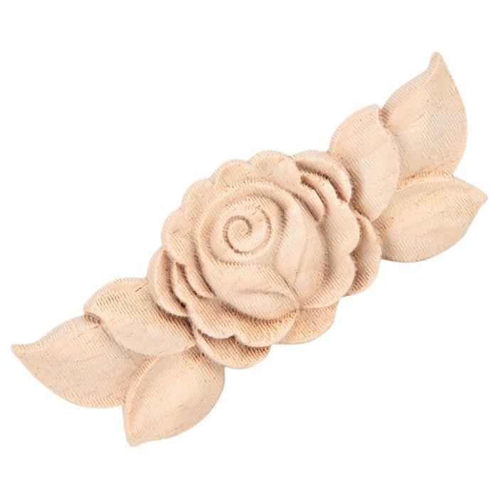 Lot De 4 Appliques En Bois Sculpté – 8x8 Cm, Coin Décoratif Non Peint Pour Porte, Armoire Ou Meuble
