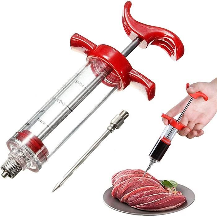 Seringue à Marinade Injecteur Viande - Acier Inox - Pour Viandes Grillées - Inclus Aiguille Et Brosses