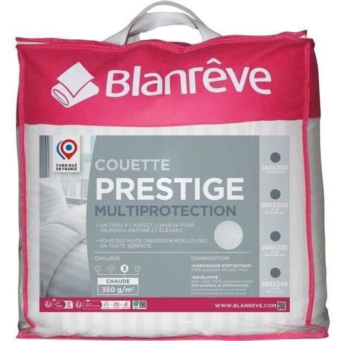 Couette Chaude Prestige Multi Protection - 100% Polyester - BLANREVE - 220 x 240 cm - Satin Rayé