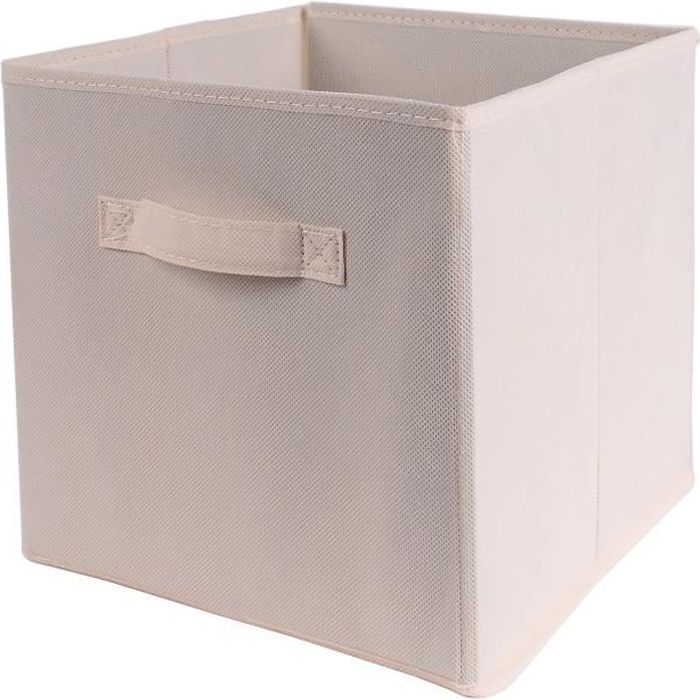 casame cube pliable en intissé - 28 x 28 x 5 cm - écru lin