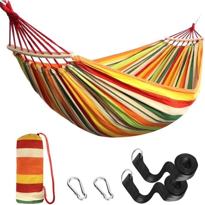 Hamac De Jardin Avec Tige En Bois, Hamac Confortable Portable Avec Accessoire De Ceinture, étui