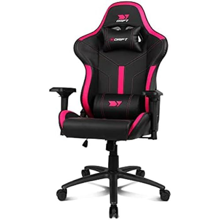 DRIFT GAMING Chair DR350 -DR350BP - Fauteuil de Jeu Professionnel Simili Cuir accoudoirs 4D roulettes silencieuses Piston