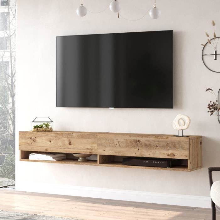 Meuble TV Laitila à 2 portes 295 x 180 x 315 cm effet bois de pin [en.casa]