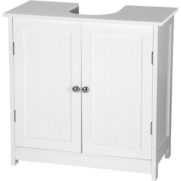 Meuble sous lavabo Meuble Salle de Bain Vasque avec 2 Portes Simplicité scandinave Facile à installer 60x30x60cm Blanc 0191WY