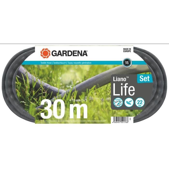 Kit tuyau Liano™Life 30m GARDENA Résistance à la pression : 22 bar Longueur : 30 Ø int. 13 mm