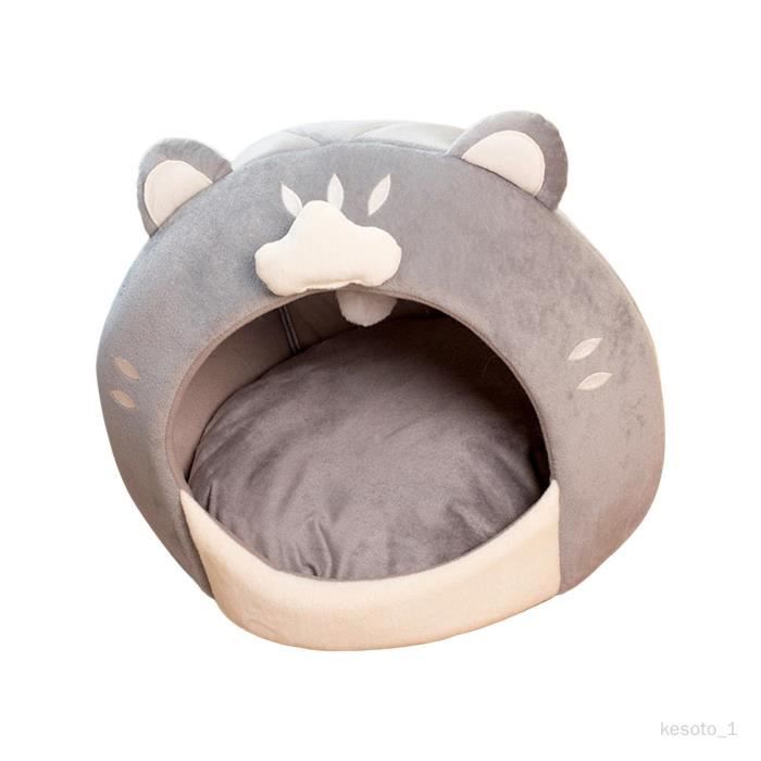 Lit Tente Pour Chat Couvert En Forme D'ours - Dimensions 30x40x38 Cm - Coussin Amovible - Intérieur Doux Et Chaud