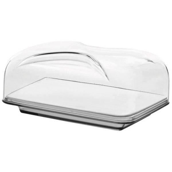 Cloche à fromage rectangulaire - GUZZINI - Gocce - Planche en porcelaine - SAN - Gris/Transparent Cloche à fromage rectangulaire - GUZZINI - Gocce - Planche en porcelaine - SAN - Gris/Transparent