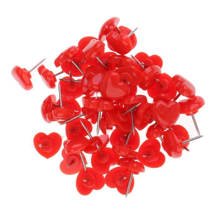 Papier Creatif 50 Pieces En Forme De Cœur Poussoirs Epingles De Dessin Bureau Punaise Rouge Cdiscount Beaux Arts Et Loisirs Creatifs