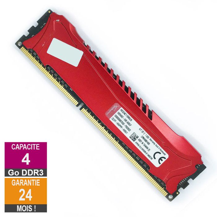 Barrette Mémoire 4Go RAM DDR3 HyperX HX324C11SRK2/8 DIMM PC3-12800U - Hyperx