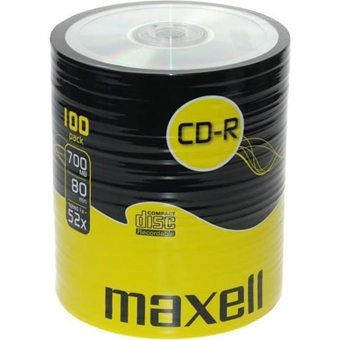 CD-R - MAXELL - 80XL 52x - 700 Mo - 100 pièces - Spindle