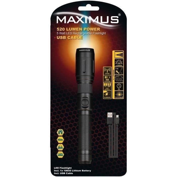 maximus lampe torche rechargeable 520lm 5w ip20