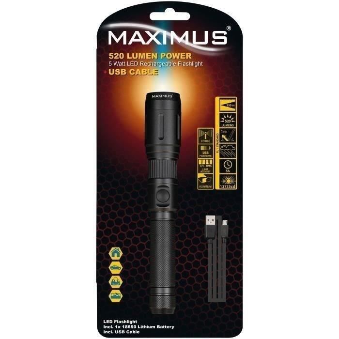 MAXIMUS Lampe torche rechargeable 520lm 5W IP20