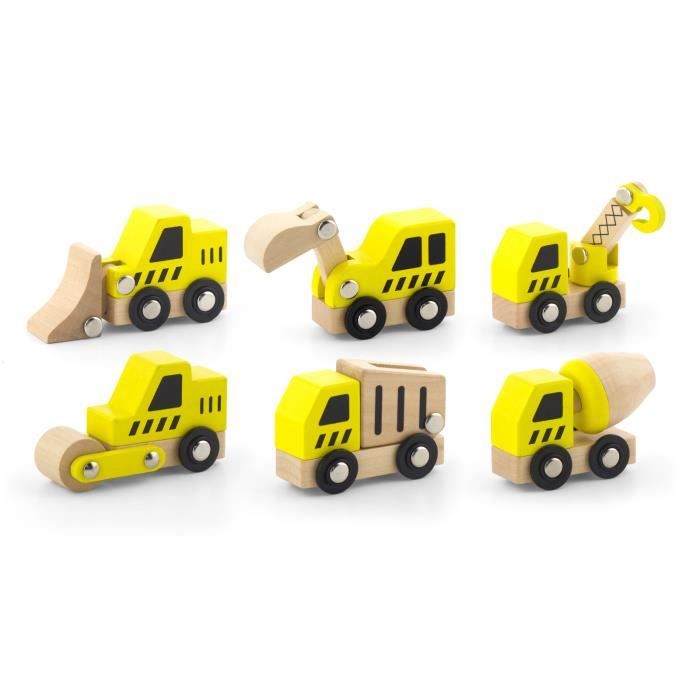 Voiture Jouet en Métal,Coffret 6 Véhicules de Construction Camion Cadeau,pour Enfant Garçon